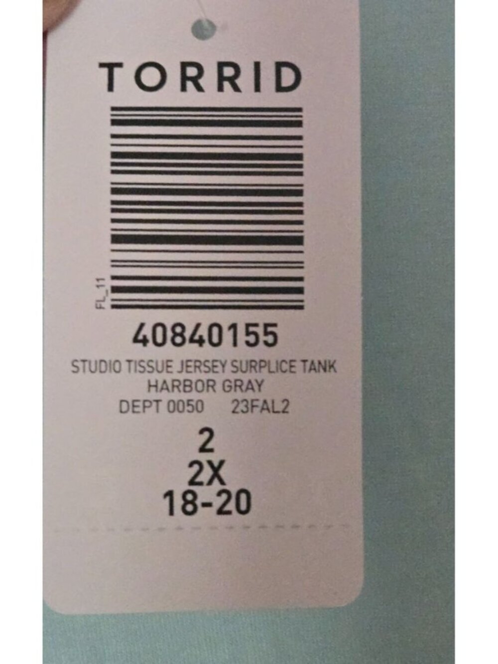Torrid studio tissue jersey surplice tank top harbor gray green size 2X 18-20 - Picture 7 of 10